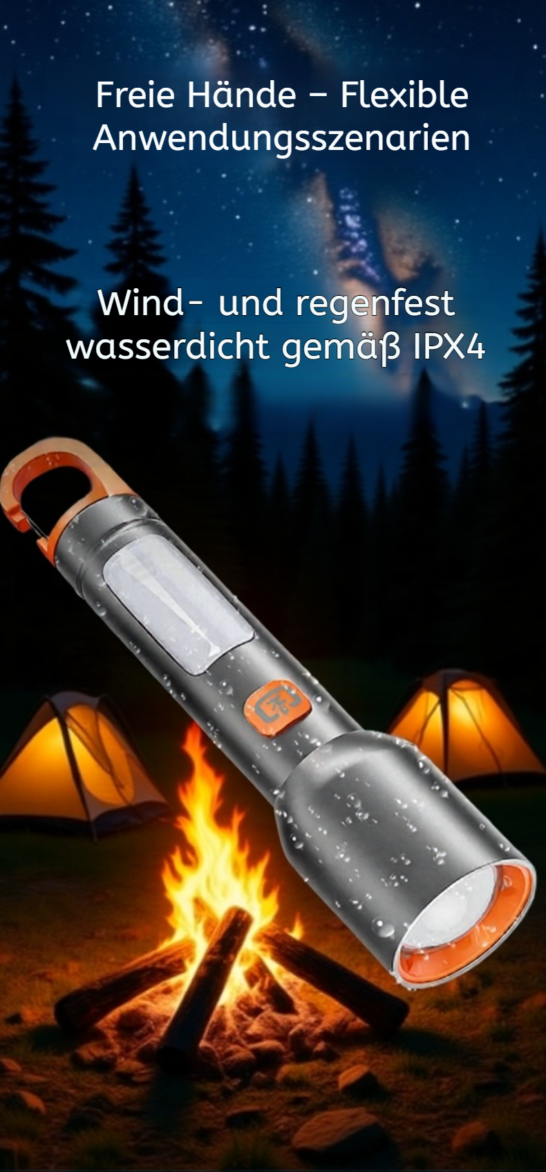 Notfall-Taschenlampe mit Teleskopfunktion und Aluminiumlegierung