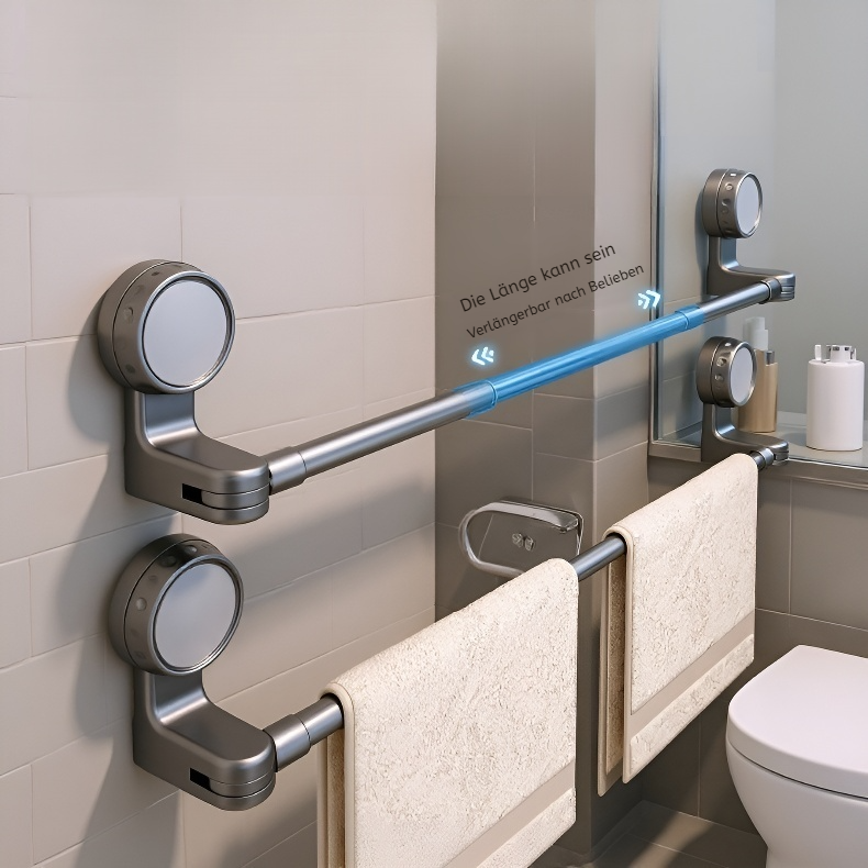 Schwenkbares und ausziehbares Badezimmerregal aus Edelstahl mit Saugnäpfen
