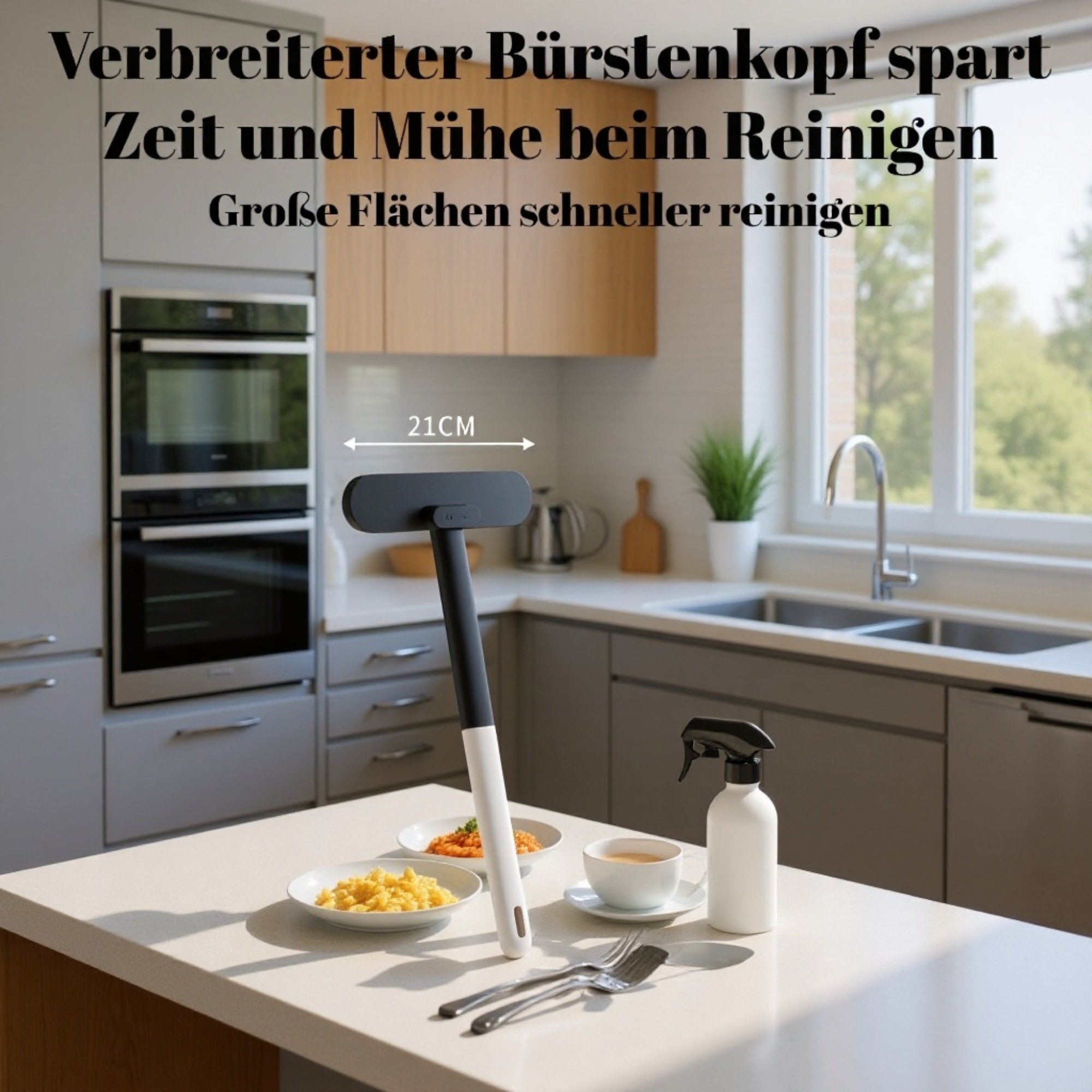 Breiter, abnehmbarer Fensterreinigungsbürste mit langem Griff