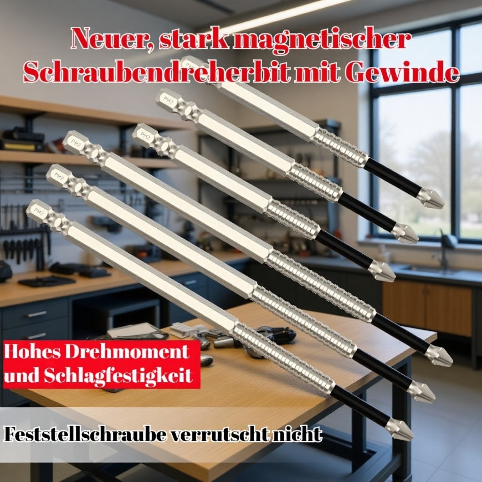 K5 Magnetischer, rutschfester Bit mit Gewinde, stoßfest für Schraubendreher