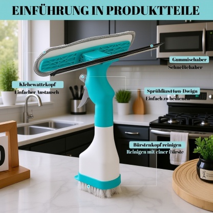 Multifunktionale Glas-Doppelbürste für den Haushalt