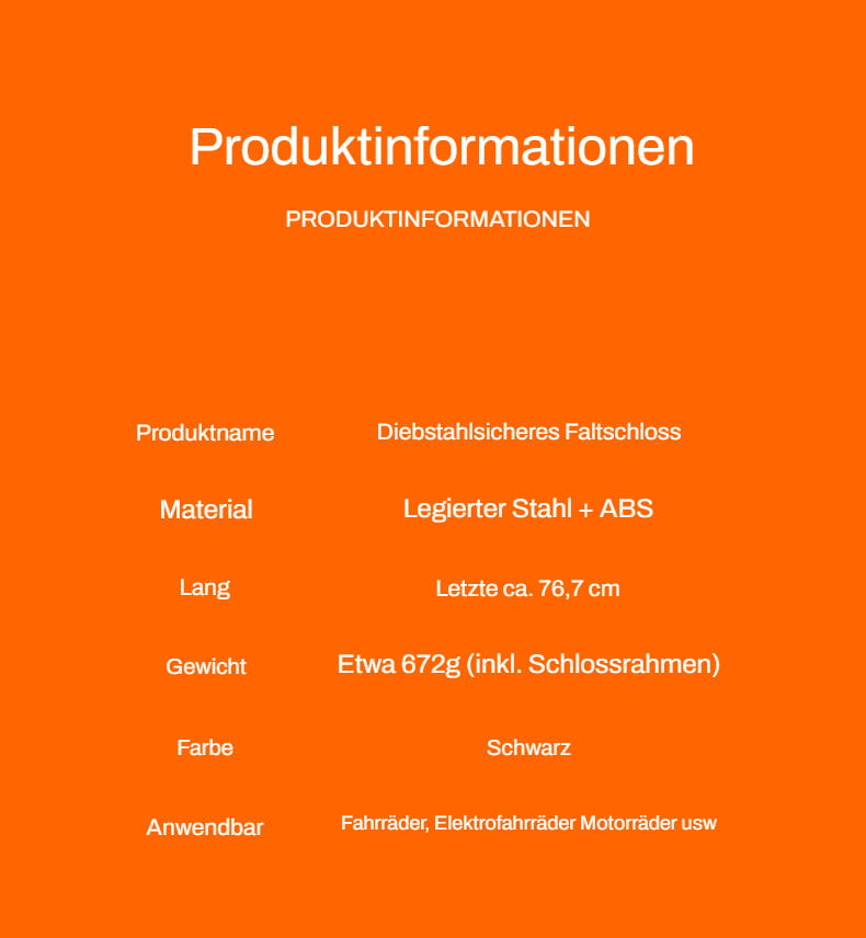 Faltbares Diebstahlschutzschloss für Motorräder – einfache Handhabung