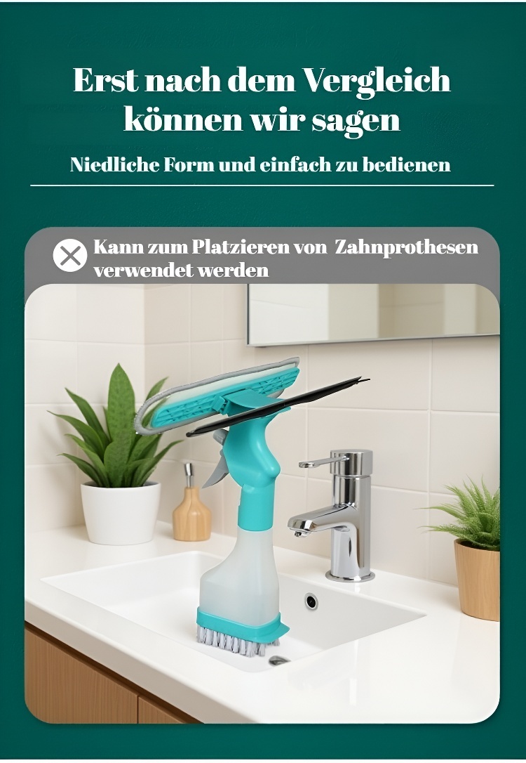 Hygienische Reinigung mit der multifunktionalen Glas-Doppelbürste