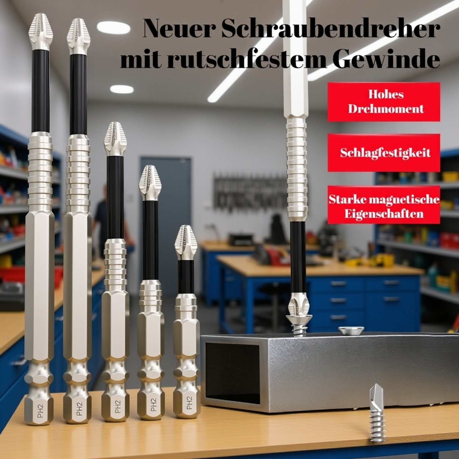 K5 Magnetischer, rutschfester Bit mit Gewinde, stoßfest für Schraubendreher