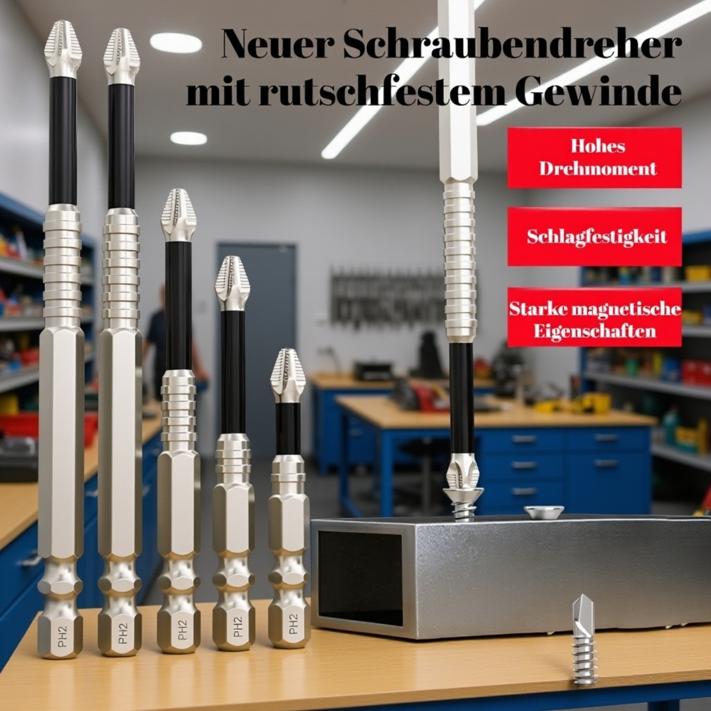 K5 Magnetischer, rutschfester Bit mit Gewinde, stoßfest für Schraubendreher
