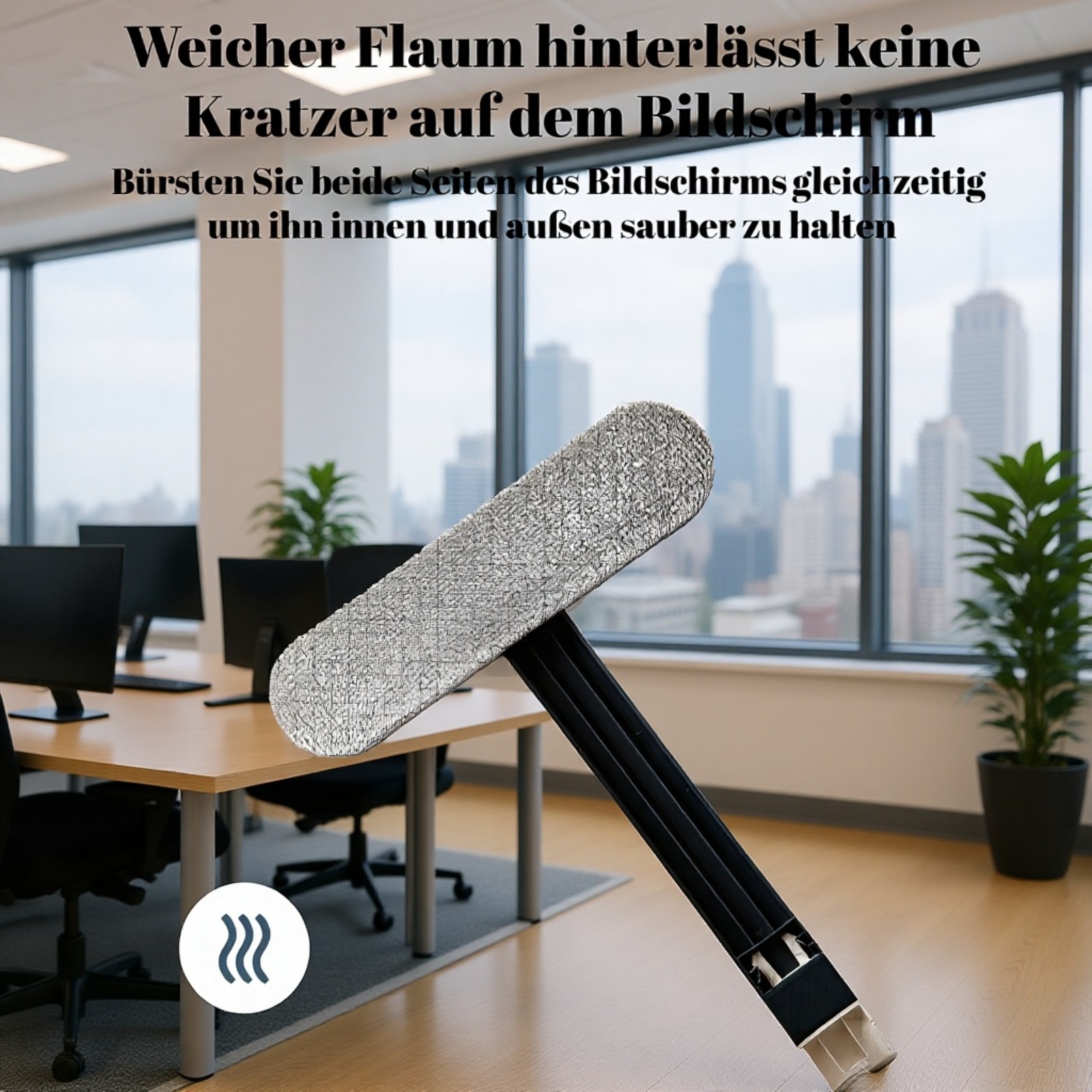 Detailansicht der abnehmbaren Bürste für Fensterreinigung