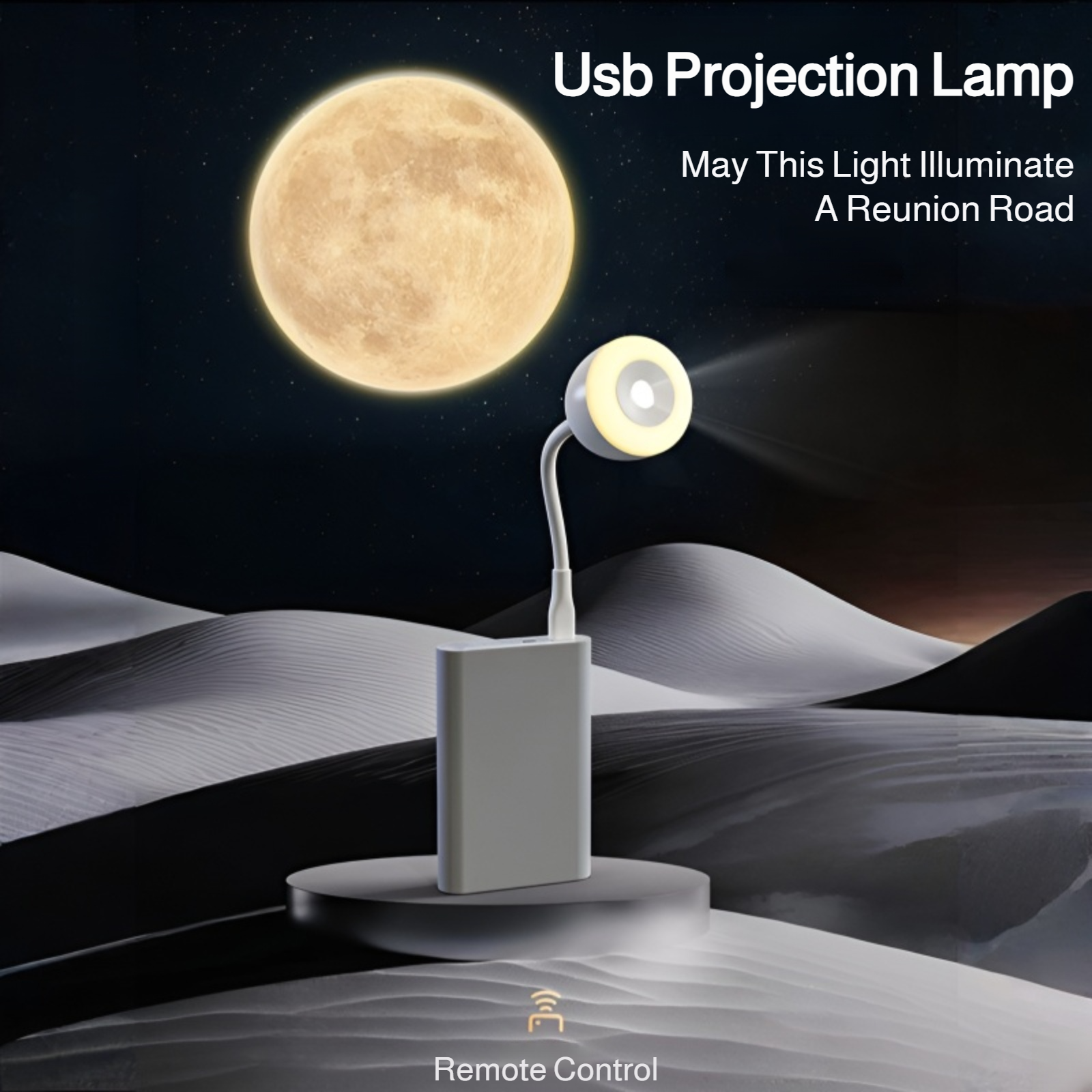 USB Starry Moon Projector Night Light illuminating bedroom