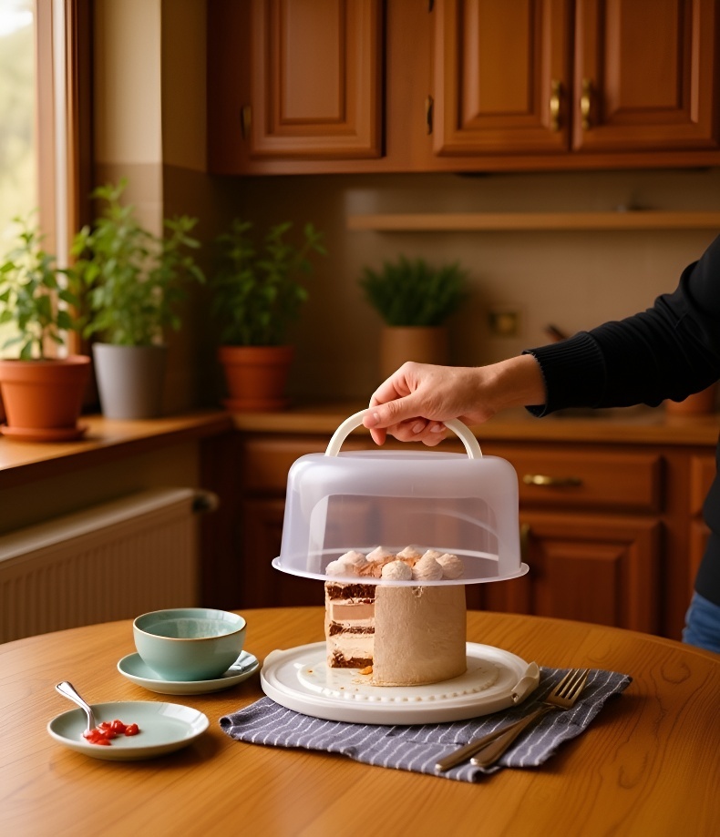 Transparent cake box for displaying cakes on the go