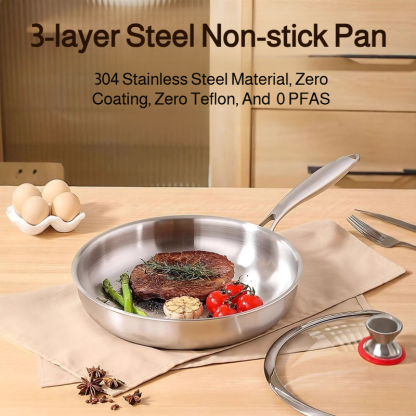 Triple-Layer Composite Steel Nonstick Skillet
