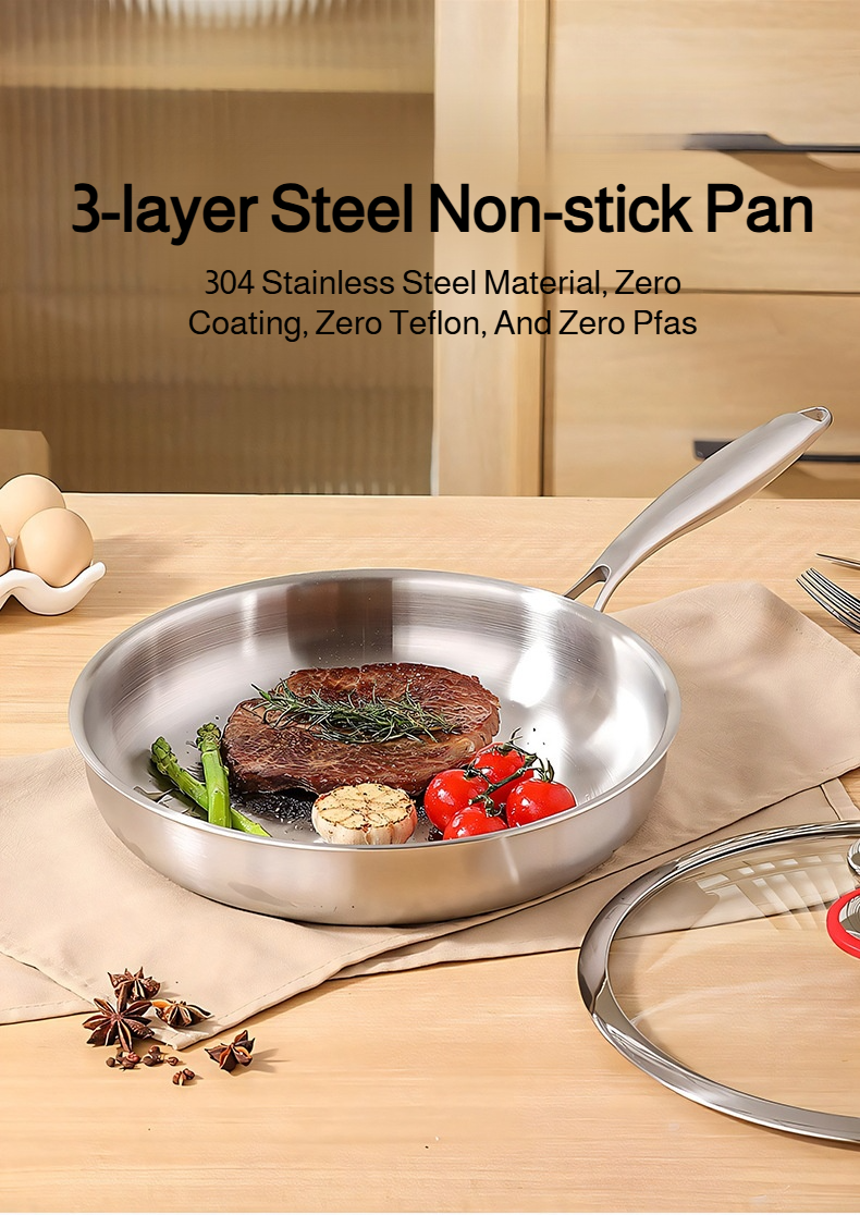 Triple-Layer Composite Steel Nonstick Skillet close-up view