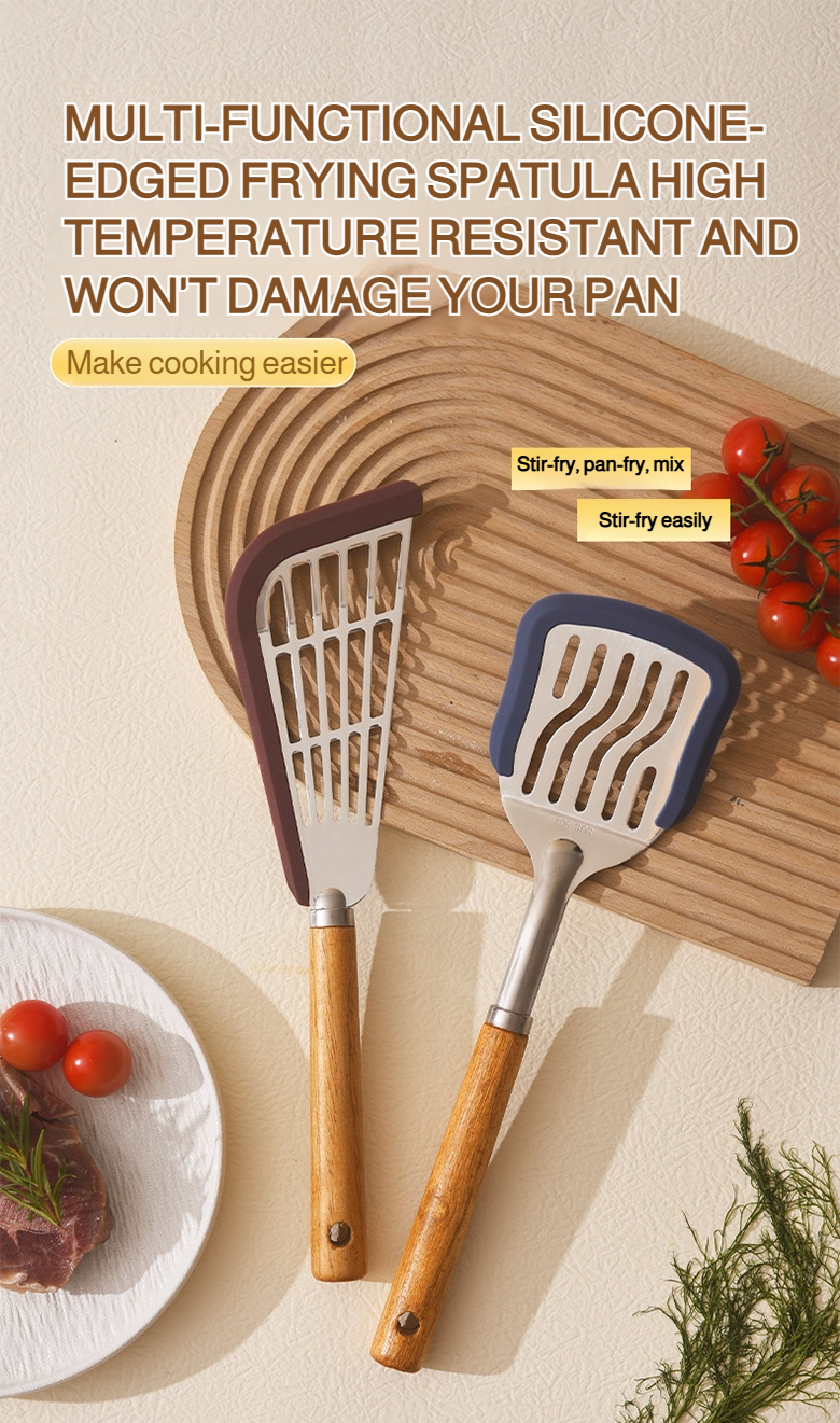 Heat resistant silicone spatula flipping pancakes