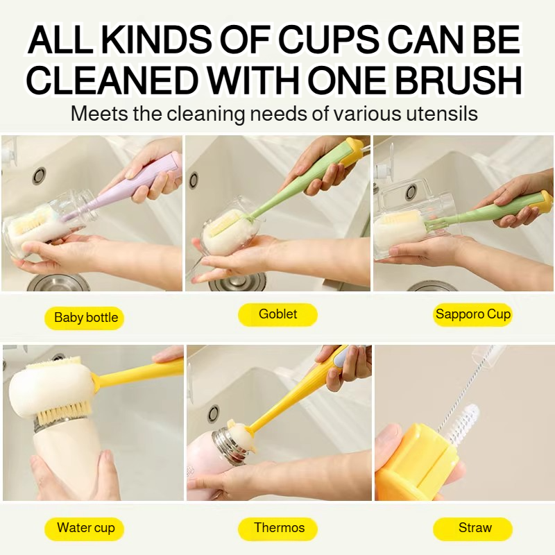 3-in-1 Long Handle Water Cup Cleaning Brush