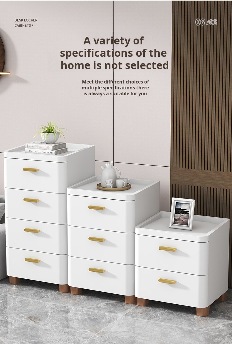 Sturdy plastic storage cabinet with multiple drawers