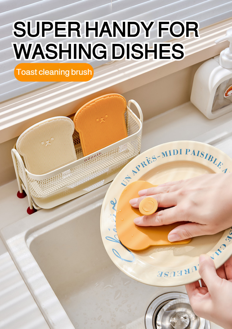 Silicone dishwashing brush for kitchen cleaning