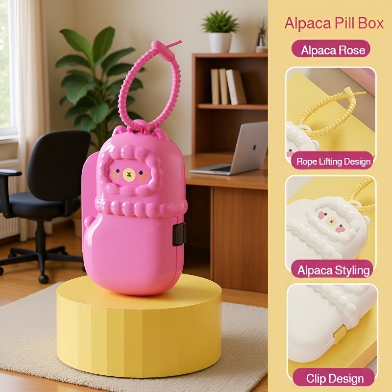 Portable alpaca medicine holder for vitamins and pills