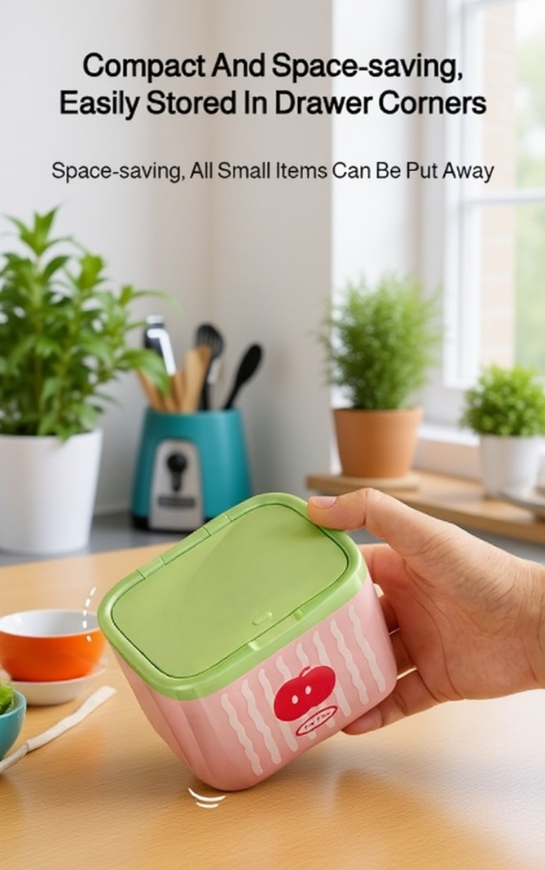 Auto-lifting cotton swab box open with cotton swabs inside