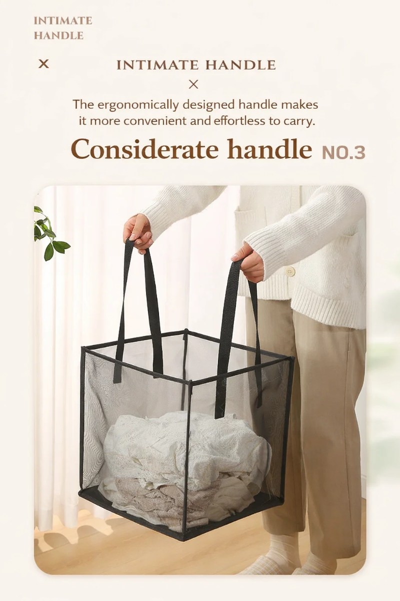 Compact collapsed Home Foldable Laundry Basket for easy storage