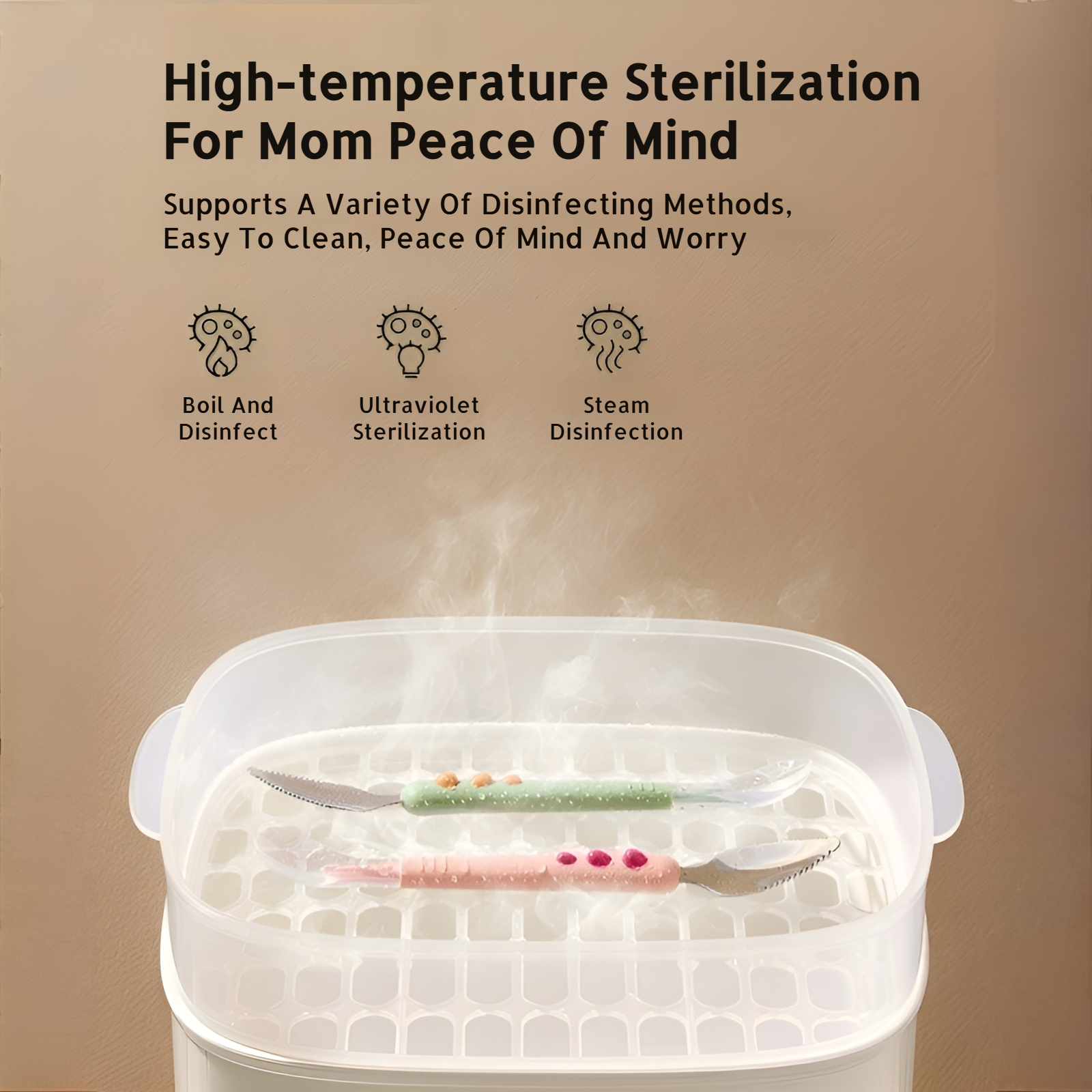 Toddler using silicone baby food spoon