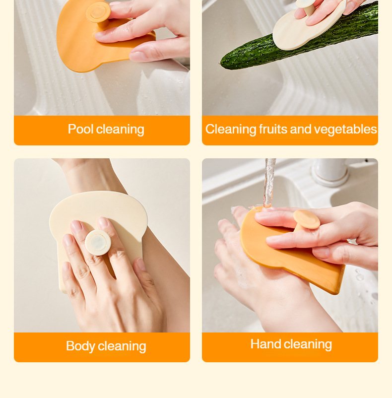 Silicone dish brush in modern kitchen setting