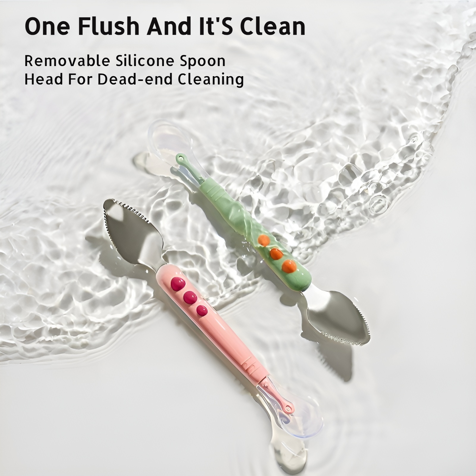 Easy-to-clean stainless steel and silicone spoon