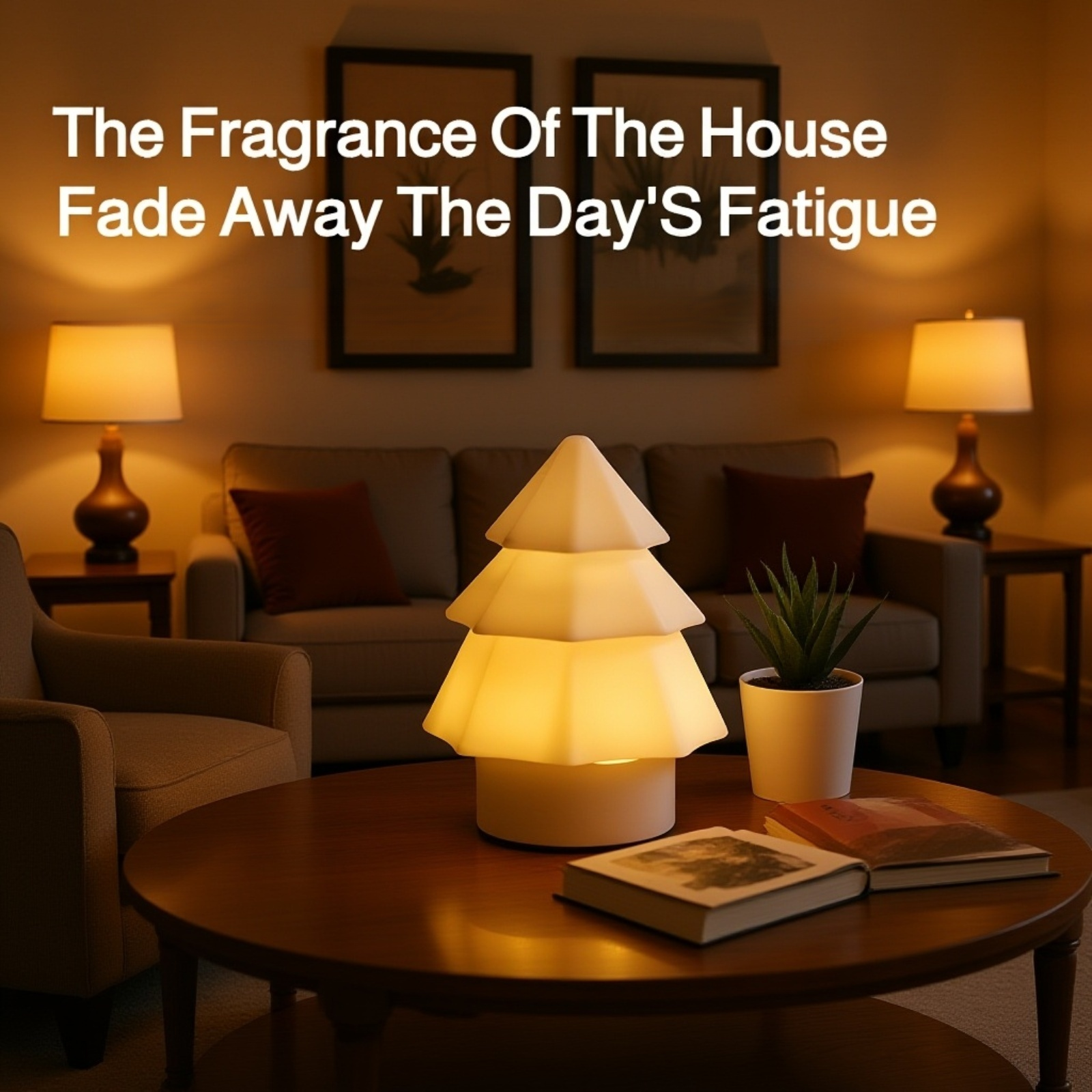 Holiday-themed aroma diffuser emitting soothing mist