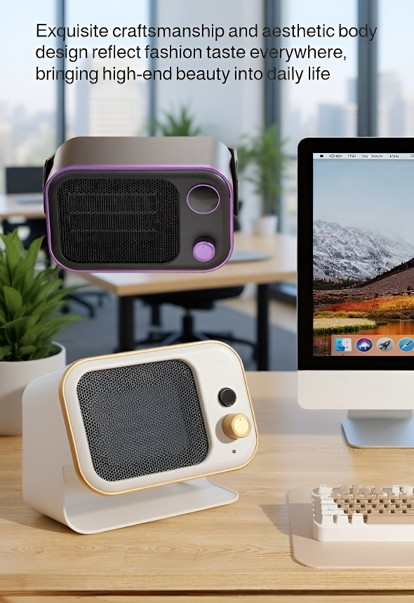 Low noise ceramic heater mounted on living room wall