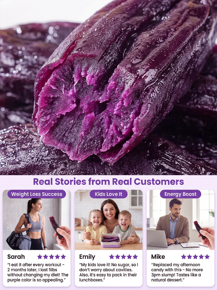  [0 Sugar 0 Fat] California Organic Soft Dried Purple Sweet Potato | 0 Additives | High AnthocyaninSuperfood | High Fiber for Digestion | Non-GMO Gluten Free 🍠💜