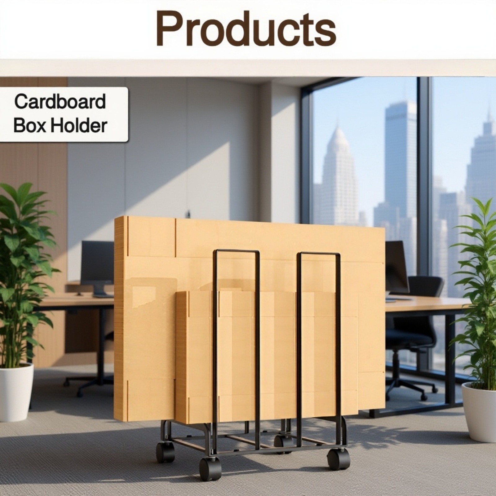 Side view of portable cardboard organizer