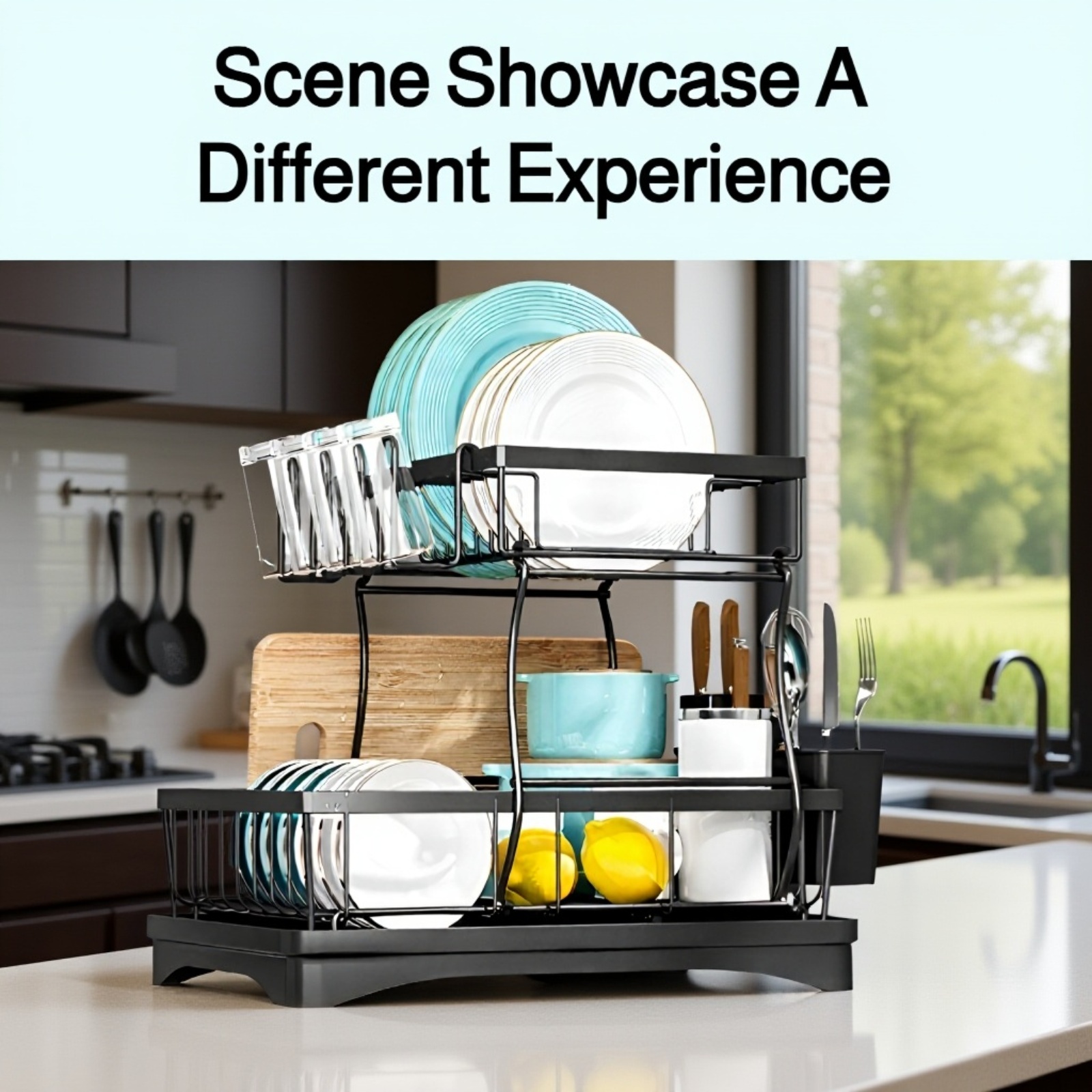 Durable draining rack for plates and cups in kitchen