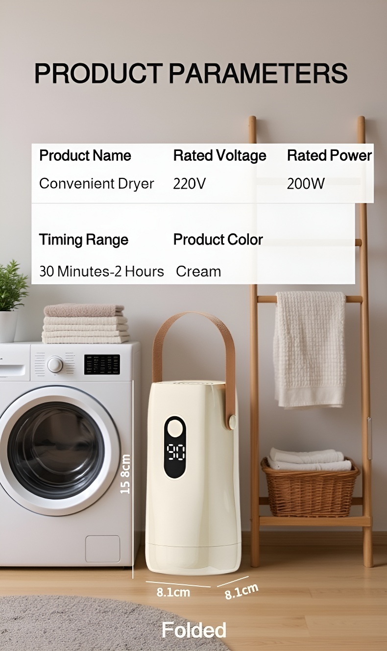 Portable foldable dryer with hanging clothes