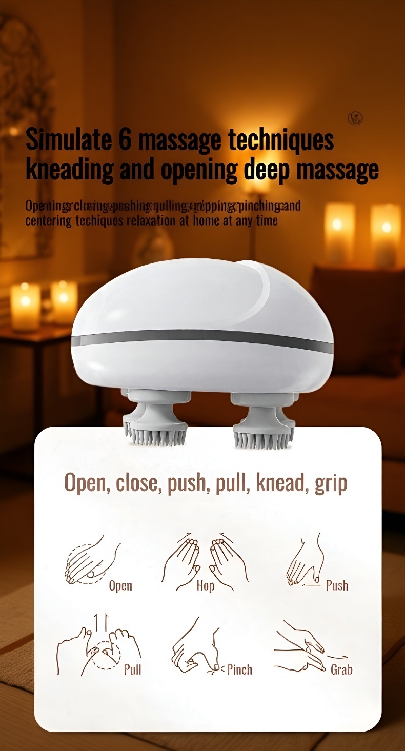 Compact Wireless Scalp Massager Device