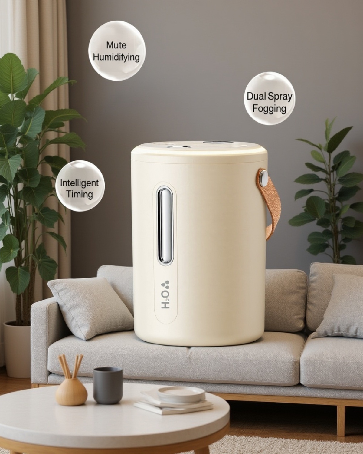 Large Capacity Wide-Angle Dual Spray Humidifier in modern living room