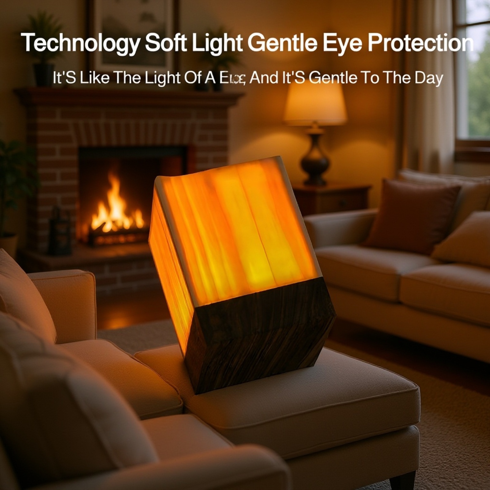 Rechargeable wooden LED lamp with soft glow