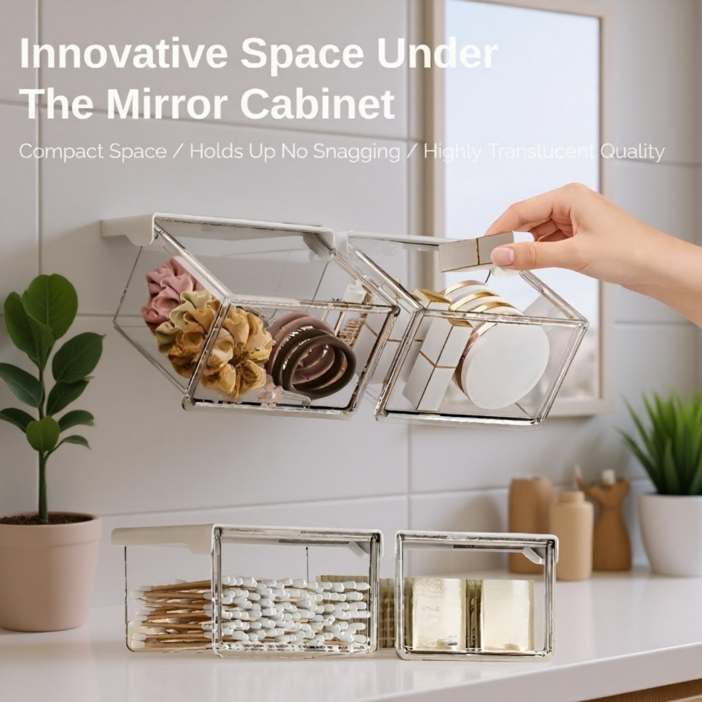 Transparent 33° Tilt Storage Organizer for Desk, Convenient Access and Installation