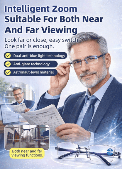 Smart Multifocal Progressive Reading Glasses | Auto-Adjusting & Blue Light Blocking✨Automatically adjusts to your eyesight within0.01 seconds, covering a vision range of 0–1000 degrees