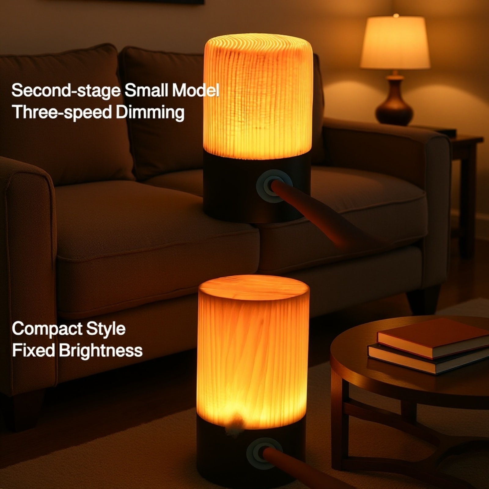 Natural Wooden LED Night Light for Bedroom, Study, and Camping