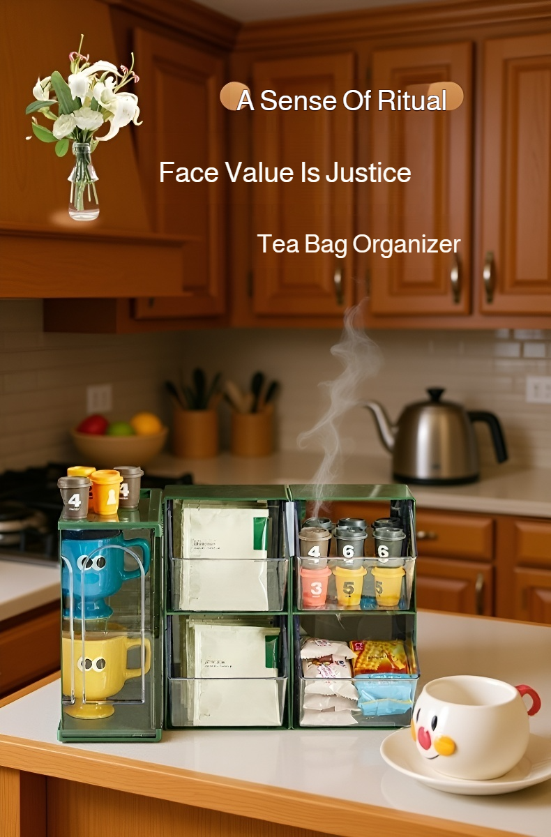 Transparent tea and coffee storage rack with lid