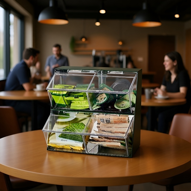 Transparent Tea & Coffee Storage Rack with Lid, Desktop Ladder Display Organizer