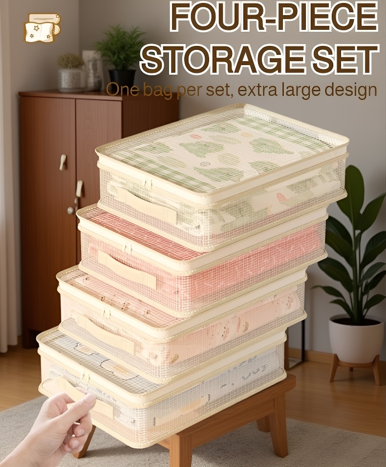 Transparent storage bag showcasing organized contents