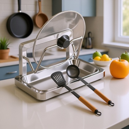Multifunctional Kitchen Countertop Pot Lid and Spoon Rack