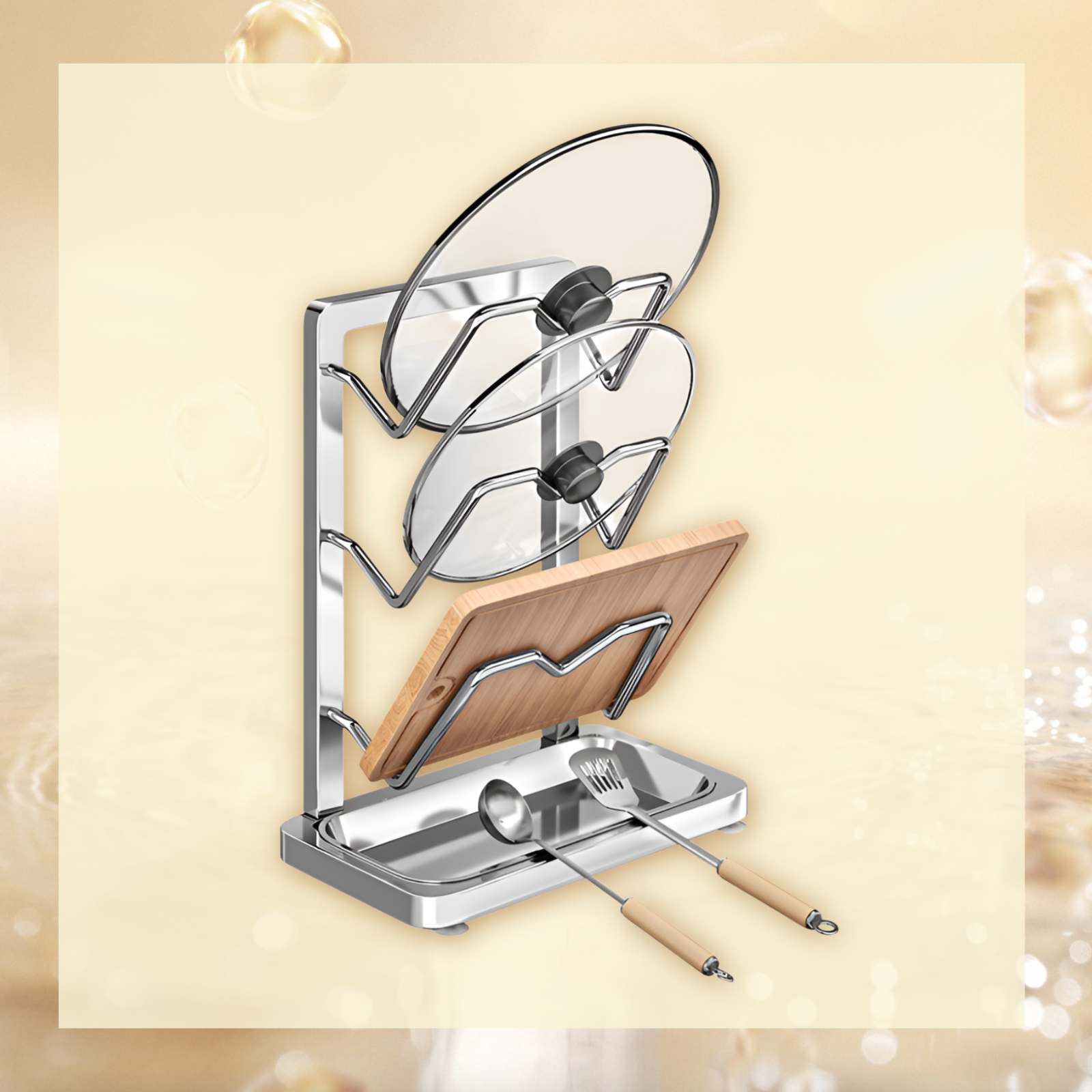 Multifunctional Kitchen Countertop Pot Lid and Spoon Rack