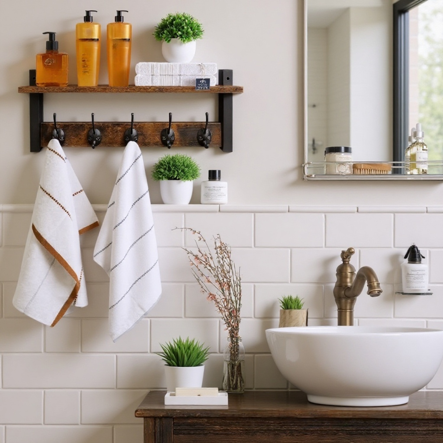 Small wooden shelf for entryway key organization