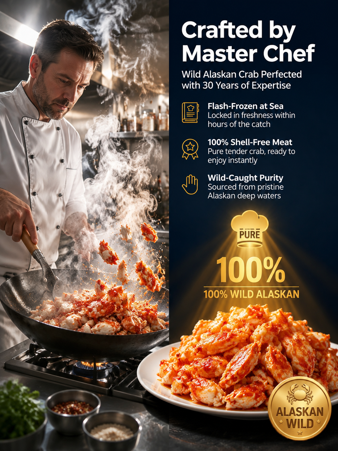 Ultimate Crunch Deep-Sea Crab Snack | 100% Additive-Free & Low-Temperature Baked | Low Sodium, High Protein Crab Snack with Omega-3
