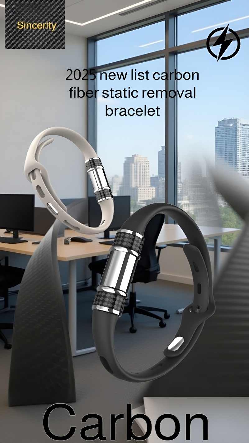 Carbon fiber antistatic bracelet wireless wrist strap front view
