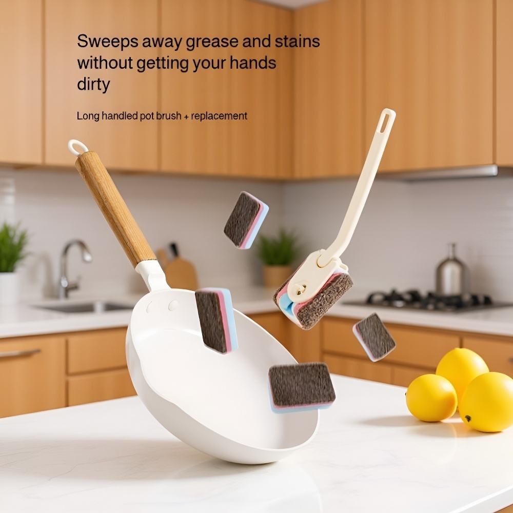 Household Long Handle Cleaning Brush – Stain Removal for Dishes and Pots