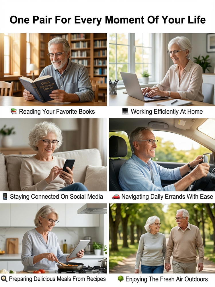 【No eye exam required】Ultra-lightweight adaptive reading glasses with blue light filter✨Automatically adjusts to your eyesight within0.01 seconds, covering a vision range of 0–1000 degrees (up to +10.00 diopters)