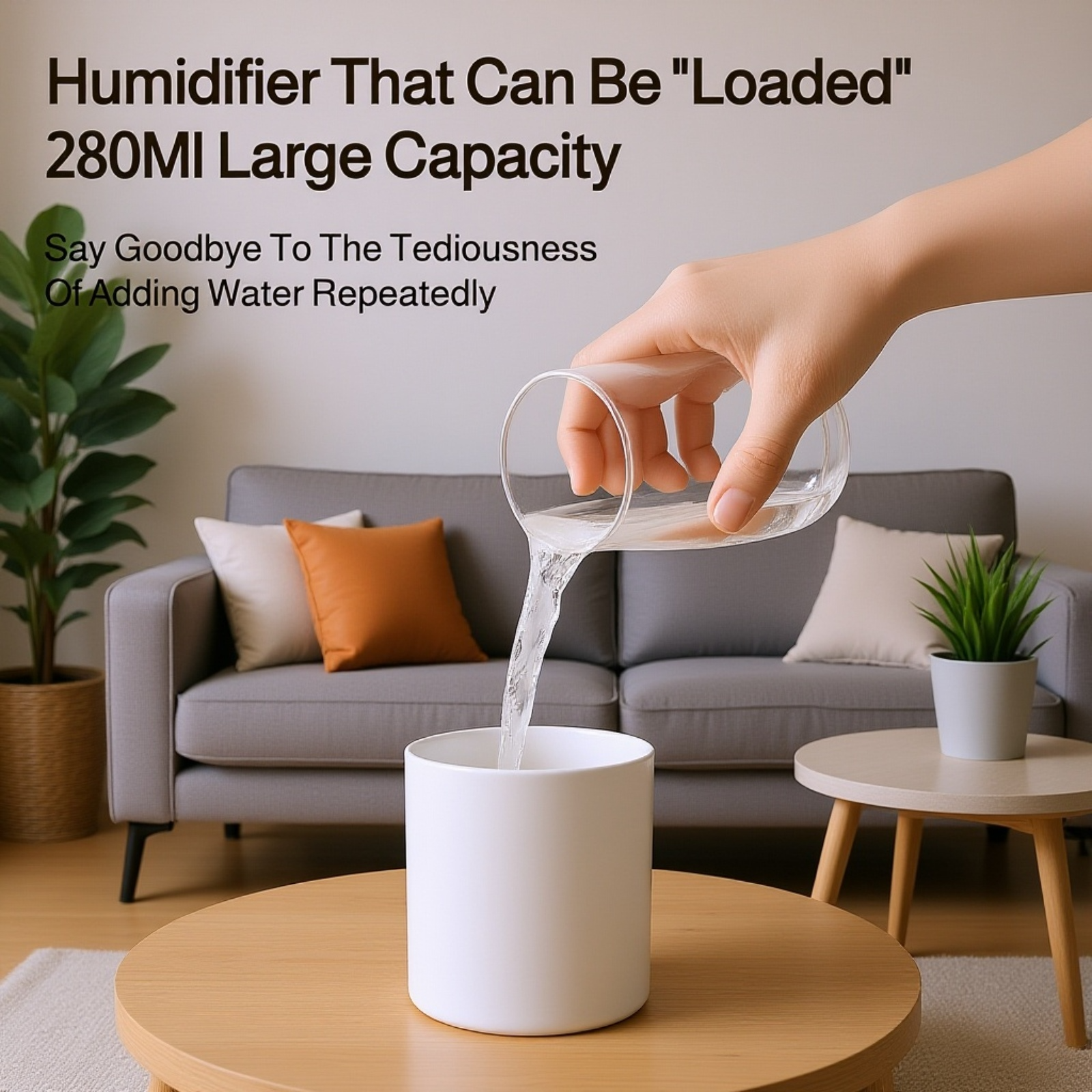 User refilling extra-large capacity humidifier tank