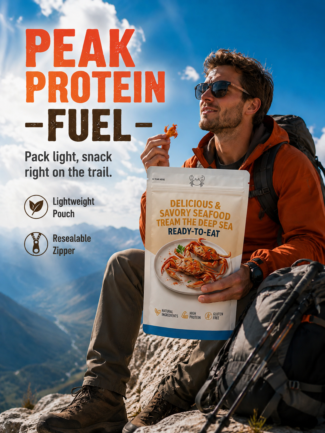 Ultimate Crunch Deep-Sea Crab Snack | 100% Additive-Free & Low-Temperature Baked | Low Sodium, High Protein Crab Snack with Omega-3