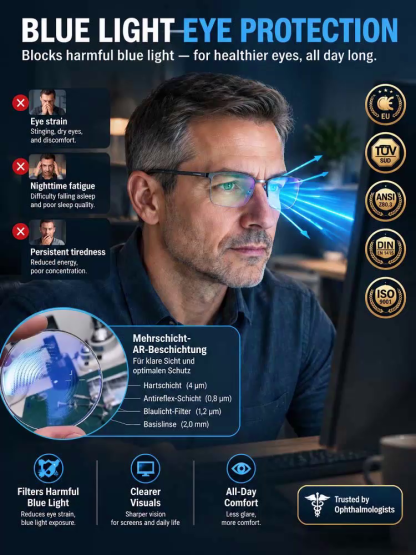 [BOGO FREE] German Smart Dual-Use Glasses: Auto-Focus, Anti-Blue Light & UV Sunglasses