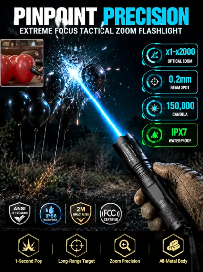 【Ultra Bright Sky Cannon】High Power Zoomable White Laser Flashlight